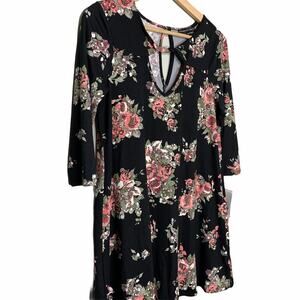 Three Pink Hearts Tunic Top Floral Small